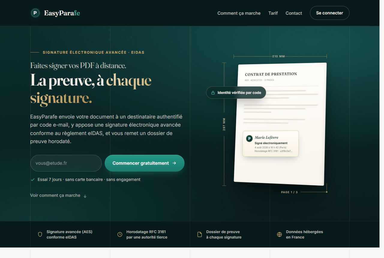 Capture du site EasyParafe
